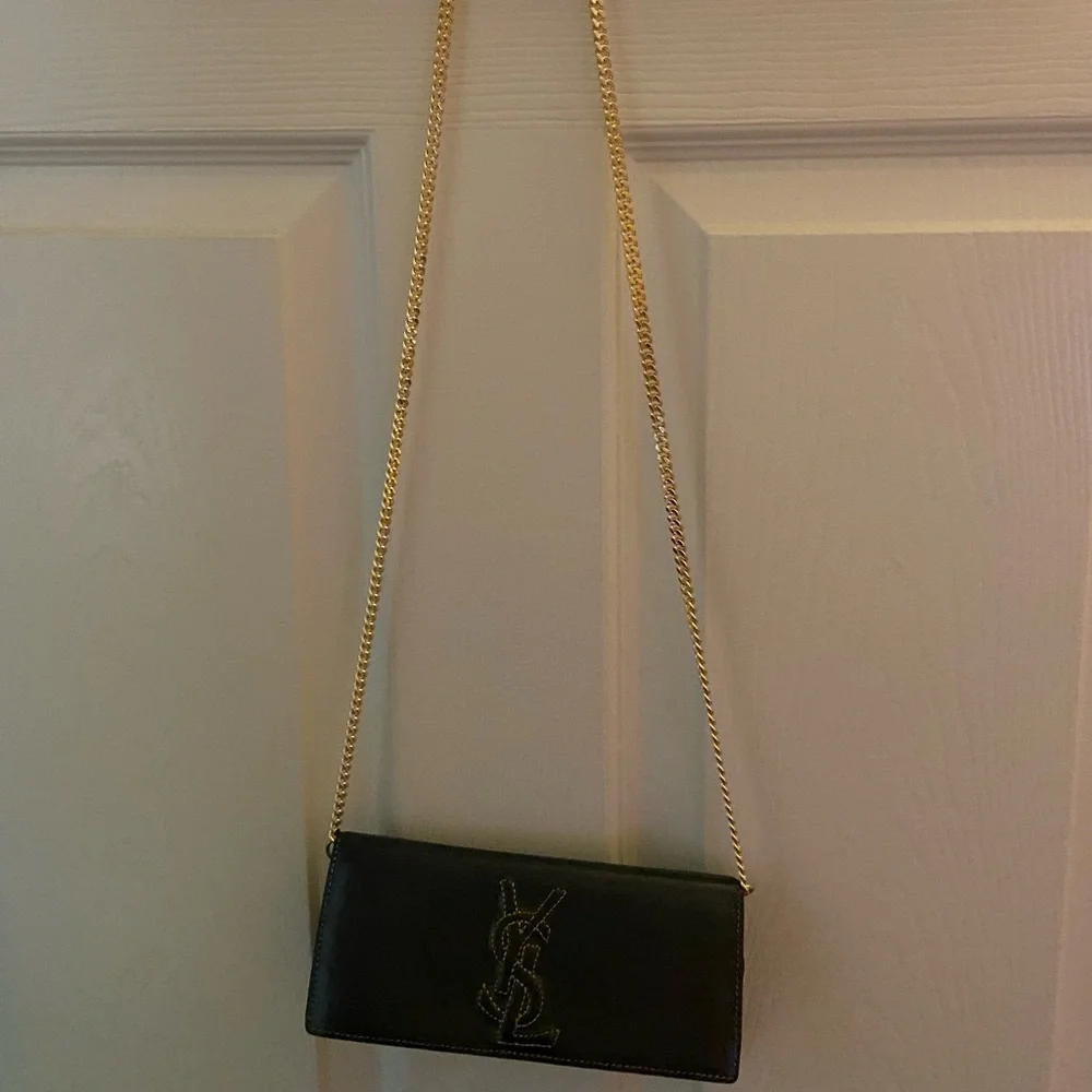 YSL Distressed Leather Chain Wallet - Authentic - Picture 1 of 10